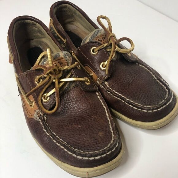 Sperry Top Sider Brown Leather Loafers Sequins - Picture 3 of 7